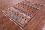 Tribal Persian Gabbeh Hand Knotted Wool Rug - 5' 7" X 7' 10" - Golden Nile