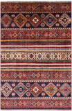 Khorjin Persian Gabbeh Hand Knotted Wool Rug - 4' 0" X 5' 10" - Golden Nile