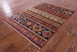 Khorjin Persian Gabbeh Hand Knotted Wool Rug - 4' 0" X 5' 10" - Golden Nile