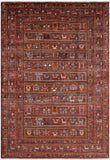 Brown Tribal Persian Gabbeh Hand Knotted Wool Rug - 5' 10" X 8' 4" - Golden Nile