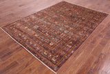 Brown Tribal Persian Gabbeh Hand Knotted Wool Rug - 5' 10" X 8' 4" - Golden Nile