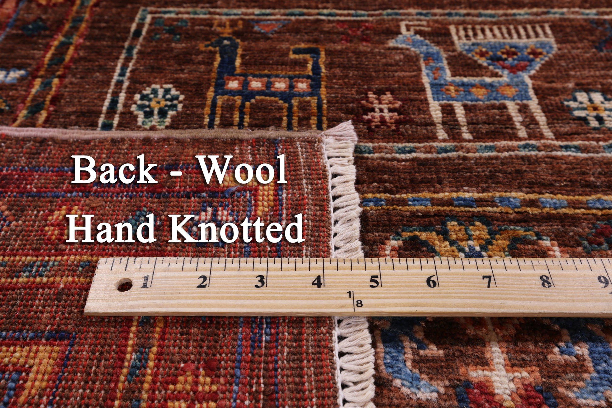 Brown Tribal Persian Gabbeh Hand Knotted Wool Rug - 5' 10" X 8' 4" - Golden Nile