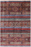 Khorjin Persian Gabbeh Hand Knotted Wool Rug - 4' 0" X 5' 10" - Golden Nile