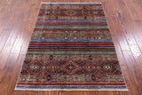 Khorjin Persian Gabbeh Hand Knotted Wool Rug - 4' 0" X 5' 10" - Golden Nile