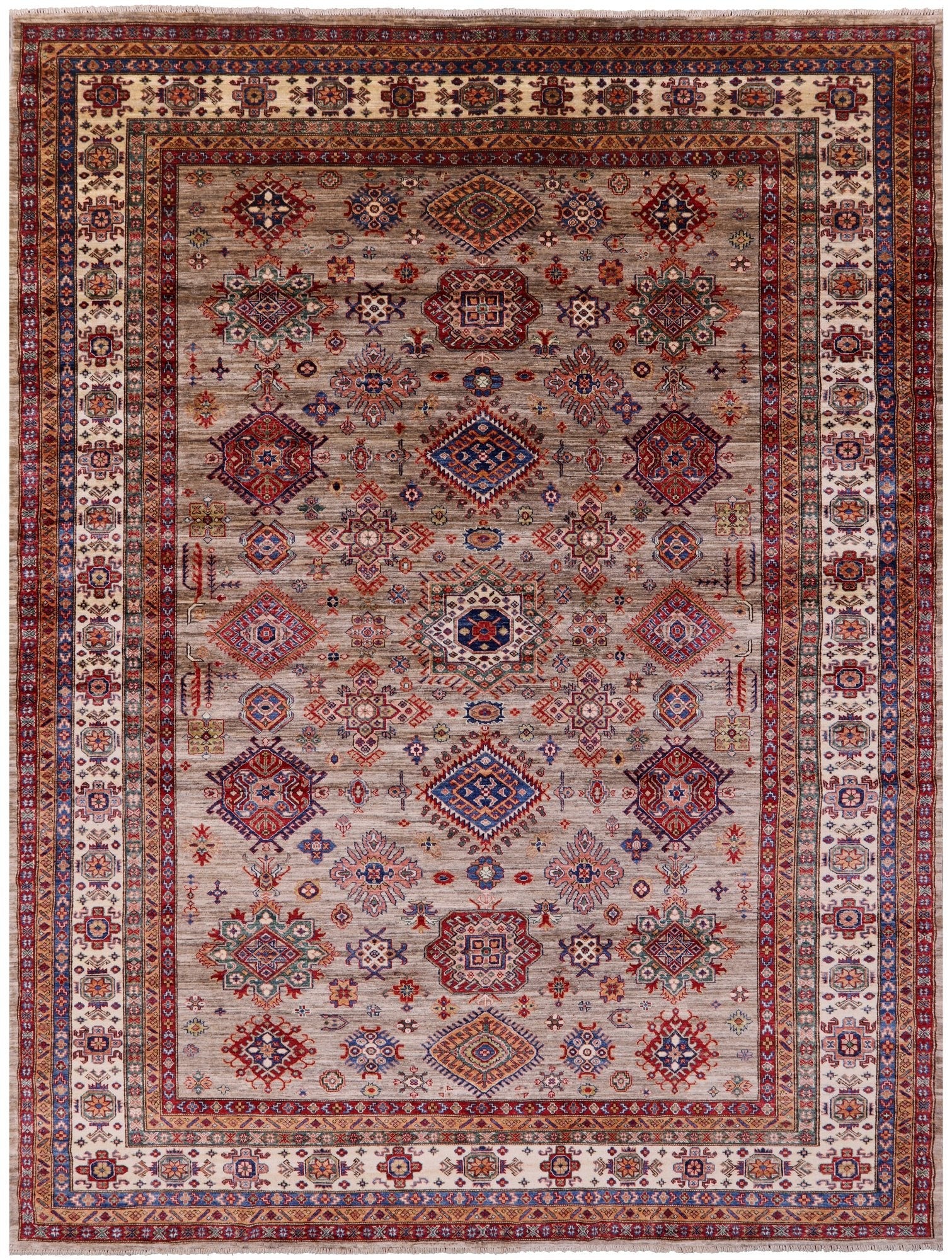 Super Kazak Hand Knotted Wool Rug - 9' 2" X 11' 11" - Golden Nile