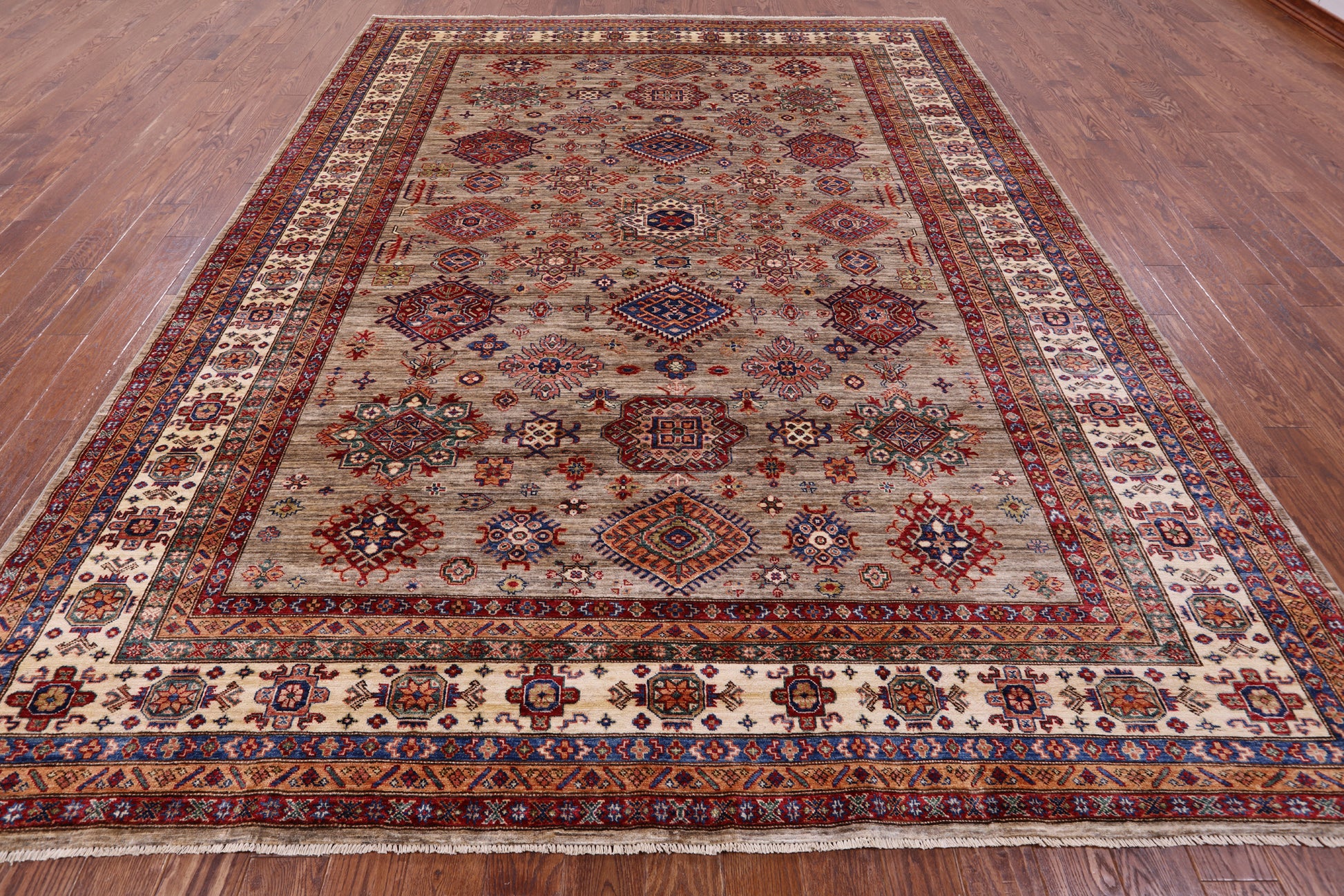 Super Kazak Hand Knotted Wool Rug - 9' 2" X 11' 11" - Golden Nile