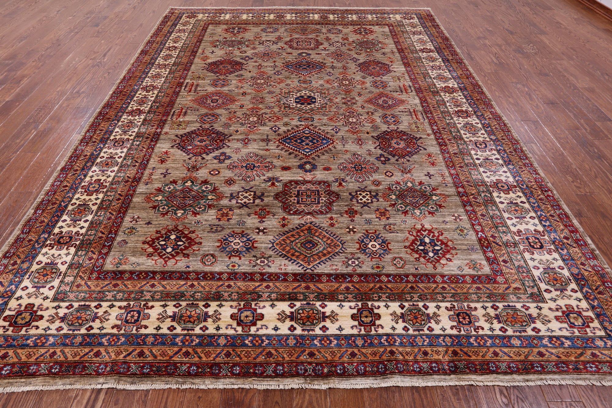 Super Kazak Hand Knotted Wool Rug - 9' 2" X 11' 11" - Golden Nile