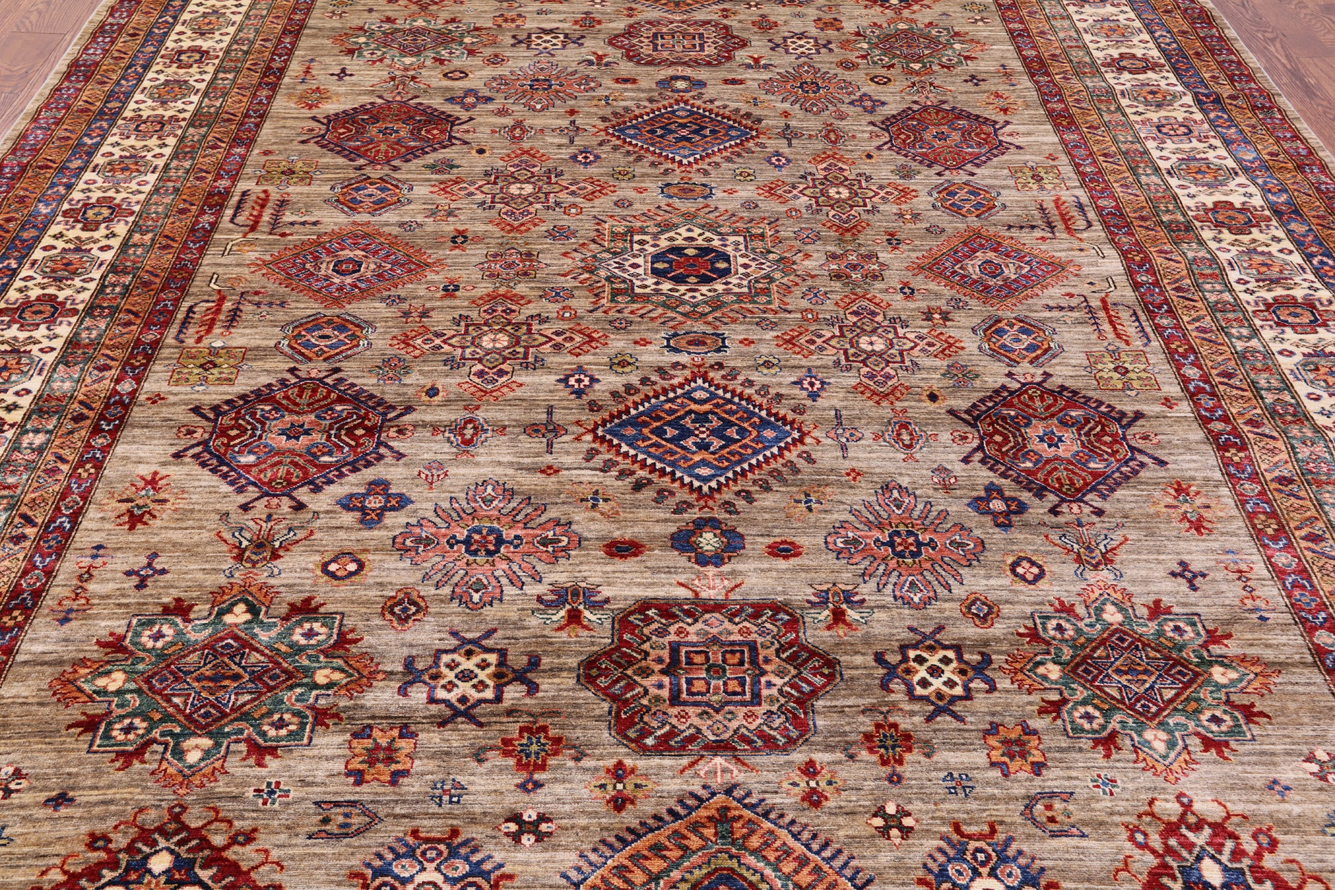 Super Kazak Hand Knotted Wool Rug - 9' 2" X 11' 11" - Golden Nile