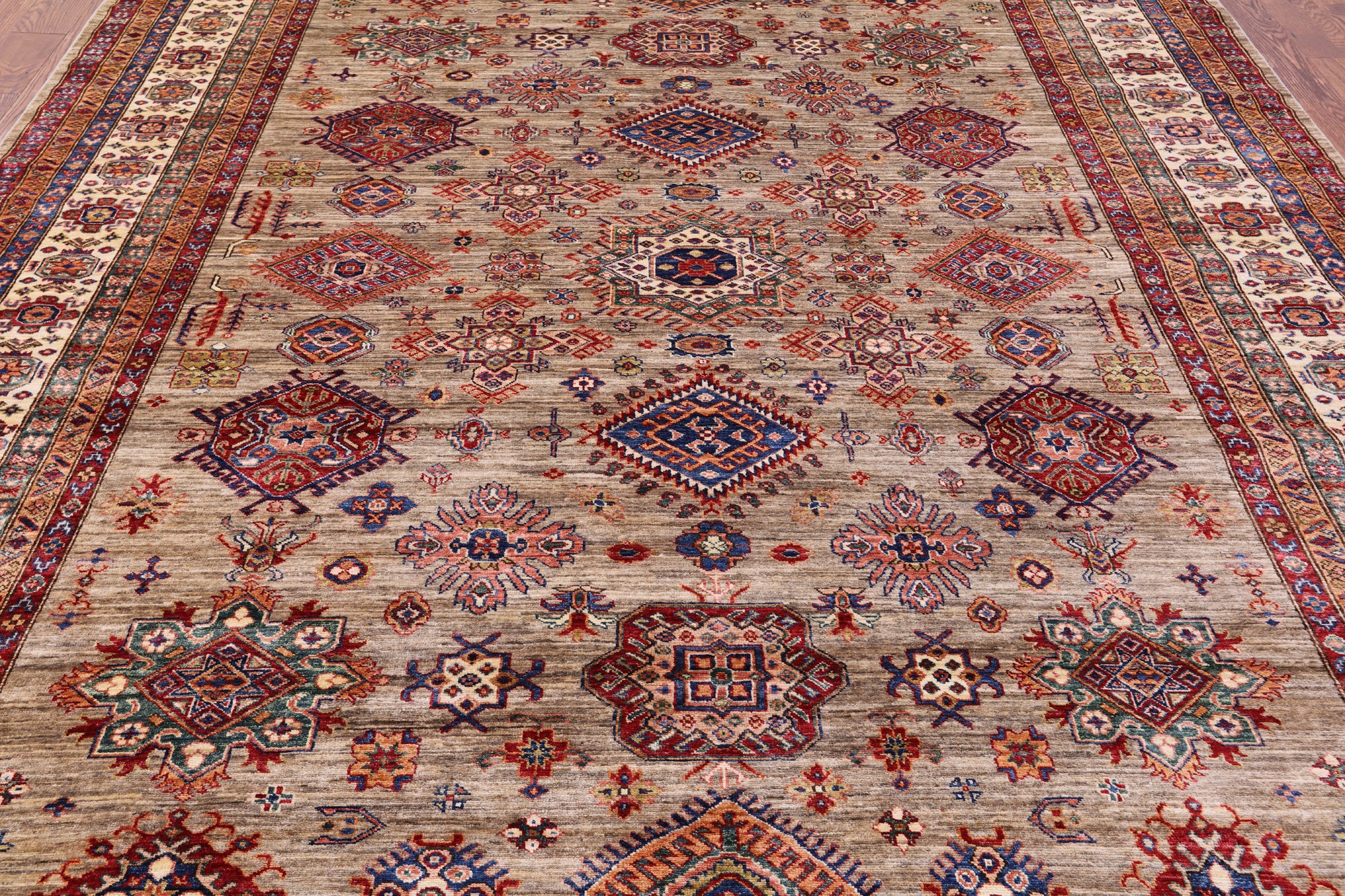 Super Kazak Hand Knotted Wool Rug - 9' 2" X 11' 11" - Golden Nile