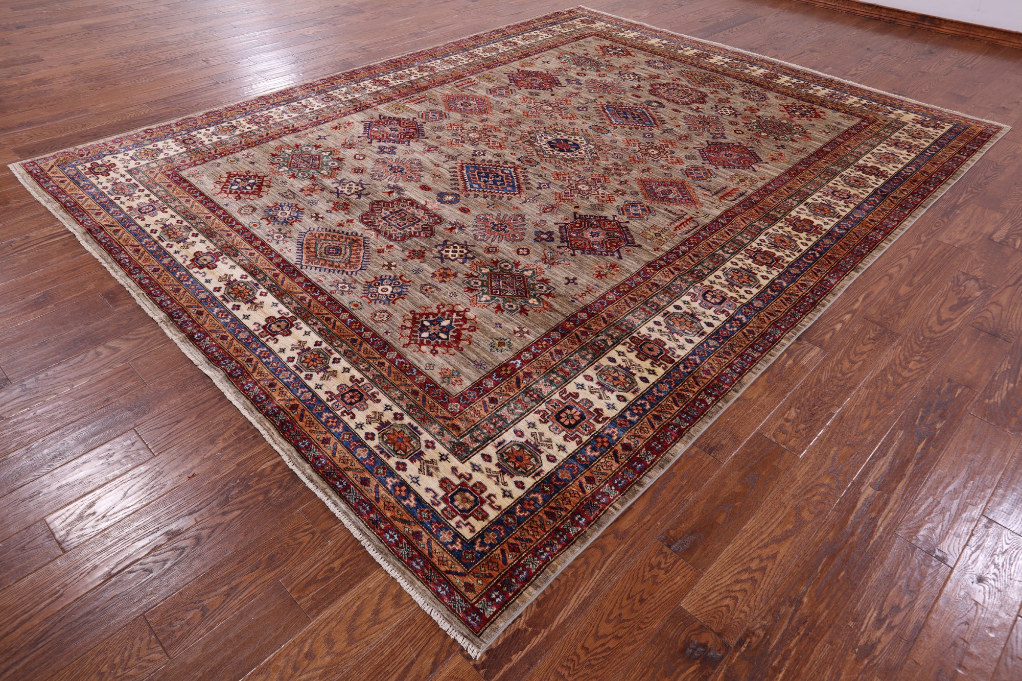 Super Kazak Hand Knotted Wool Rug - 9' 2" X 11' 11" - Golden Nile
