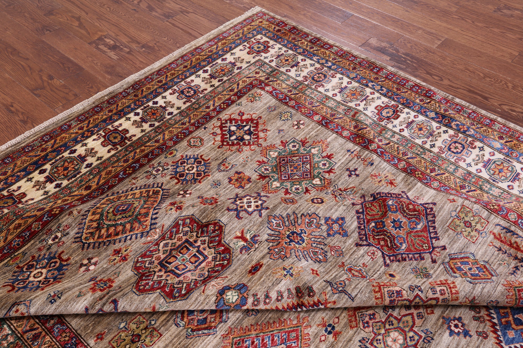Super Kazak Hand Knotted Wool Rug - 9' 2" X 11' 11" - Golden Nile