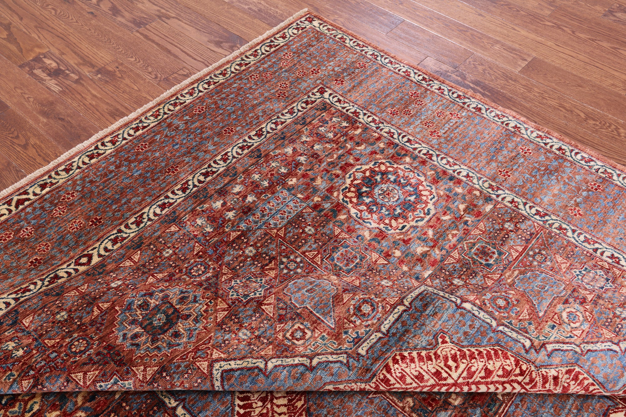 Geometric Persian Mamluk Hand Knotted Wool Rug - 8' 4" X 10' 1" - Golden Nile