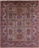 Super Kazak Hand Knotted Wool Rug - 8' 4" X 9' 9" - Golden Nile