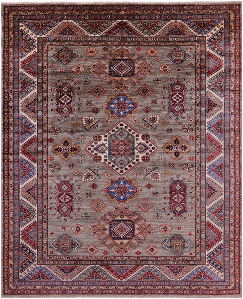 Super Kazak Hand Knotted Wool Rug - 8' 4" X 9' 9" - Golden Nile