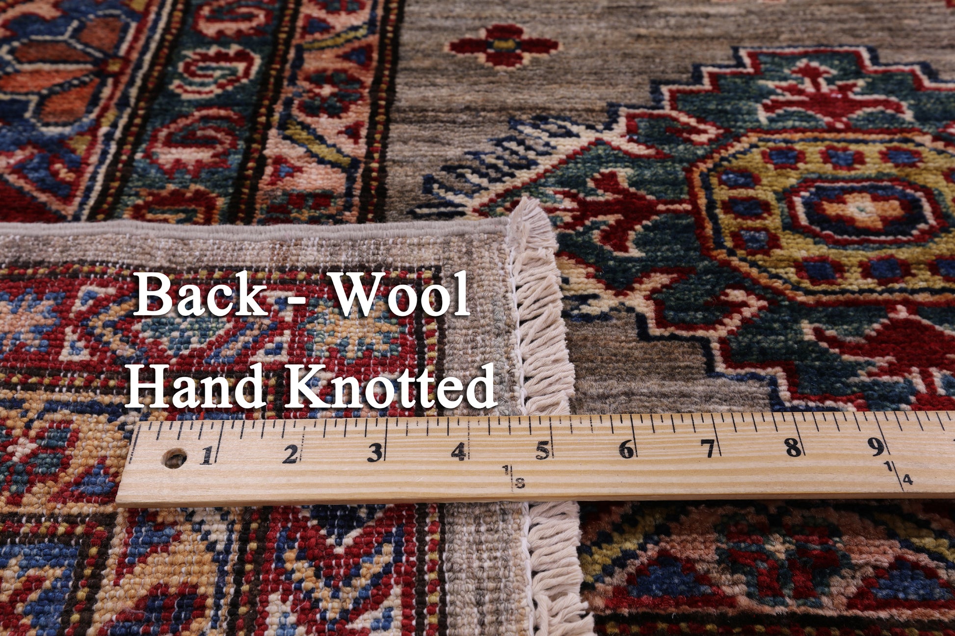 Super Kazak Hand Knotted Wool Rug - 8' 4" X 9' 9" - Golden Nile