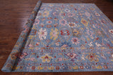 Blue Turkish Oushak Hand Knotted Wool Rug - 9' 10" X 13' 3" - Golden Nile