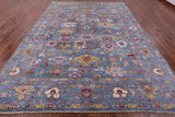 Blue Turkish Oushak Hand Knotted Wool Rug - 9' 10" X 13' 3" - Golden Nile