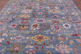 Blue Turkish Oushak Hand Knotted Wool Rug - 9' 10" X 13' 3" - Golden Nile