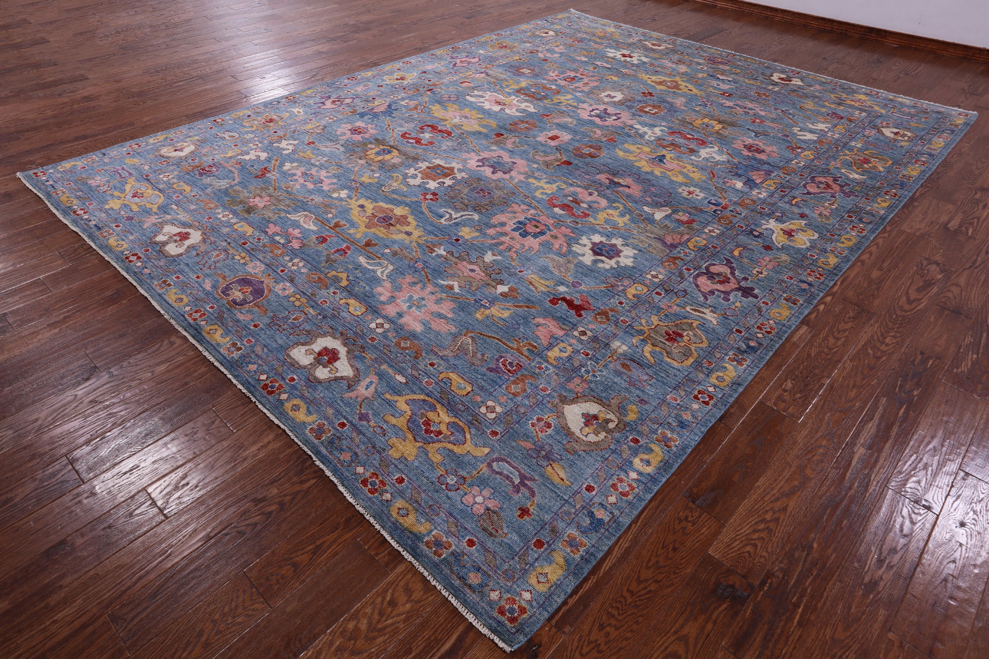 Blue Turkish Oushak Hand Knotted Wool Rug - 9' 10" X 13' 3" - Golden Nile