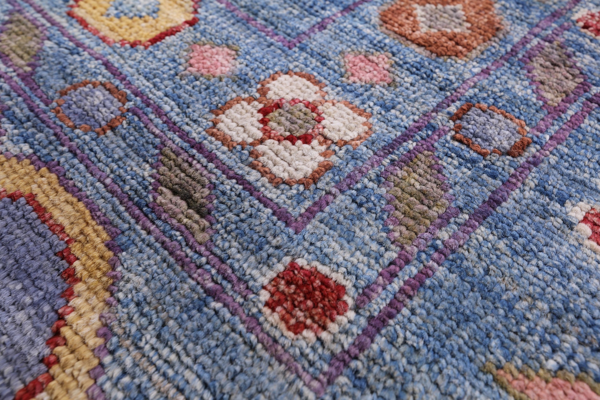 Blue Turkish Oushak Hand Knotted Wool Rug - 9' 10" X 13' 3" - Golden Nile