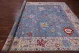 Blue Turkish Oushak Handmade Wool Rug - 9' 9" X 13' 4" - Golden Nile