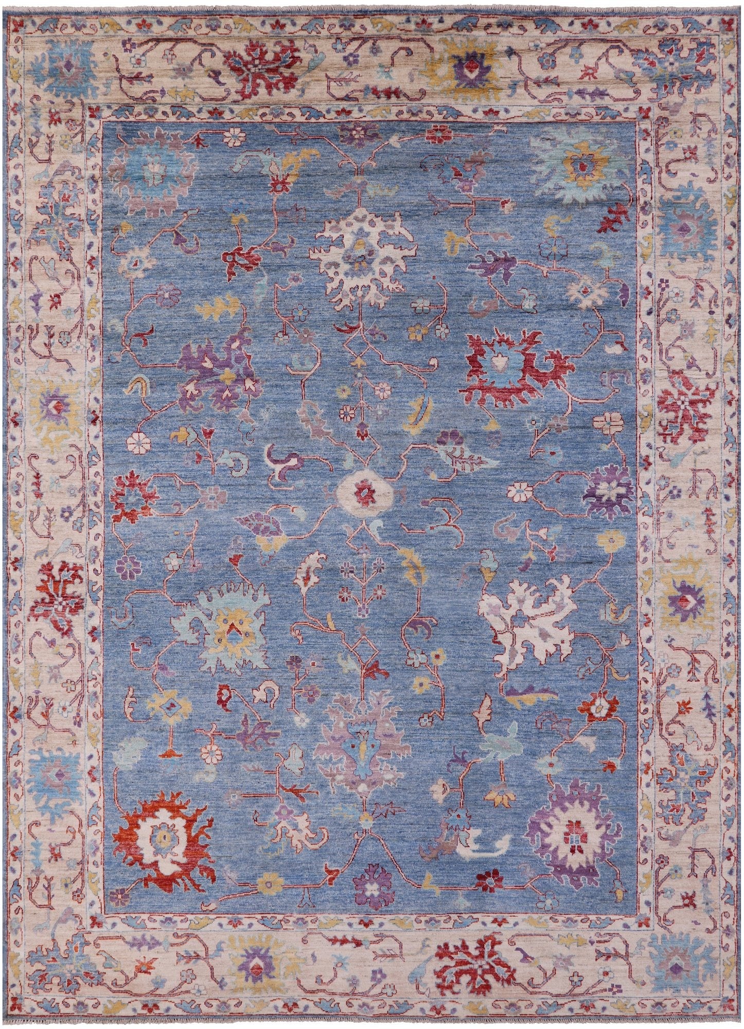 Blue Turkish Oushak Handmade Wool Rug - 9' 9" X 13' 4" - Golden Nile