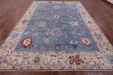 Blue Turkish Oushak Handmade Wool Rug - 9' 9" X 13' 4" - Golden Nile