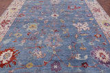 Blue Turkish Oushak Handmade Wool Rug - 9' 9" X 13' 4" - Golden Nile