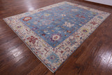 Blue Turkish Oushak Handmade Wool Rug - 9' 9" X 13' 4" - Golden Nile