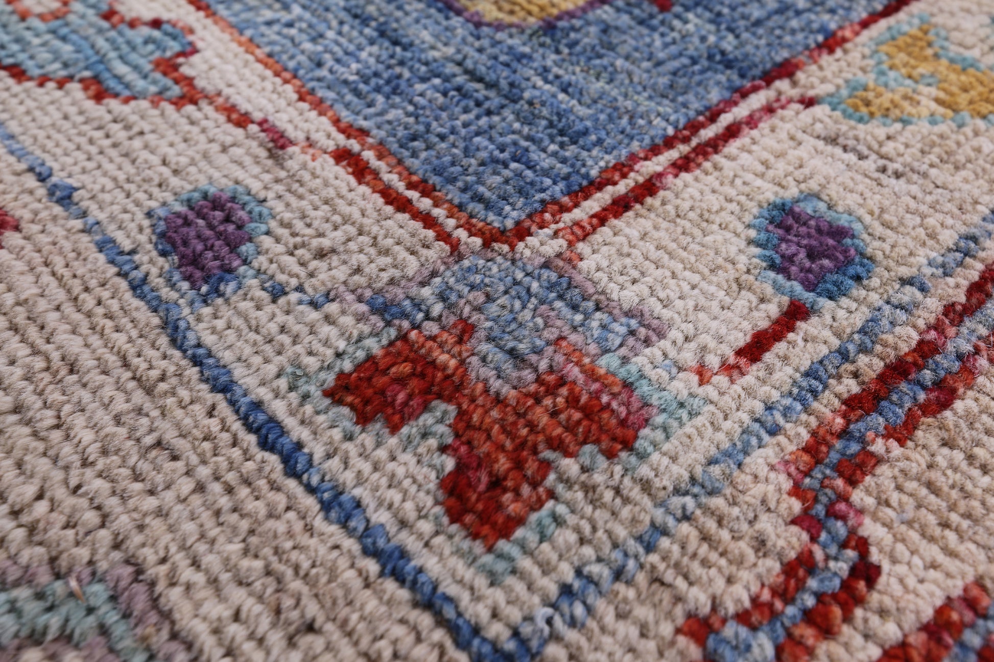 Blue Turkish Oushak Handmade Wool Rug - 9' 9" X 13' 4" - Golden Nile