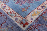 Blue Turkish Oushak Hand Knotted Wool Rug - 8' 11" X 11' 11" - Golden Nile