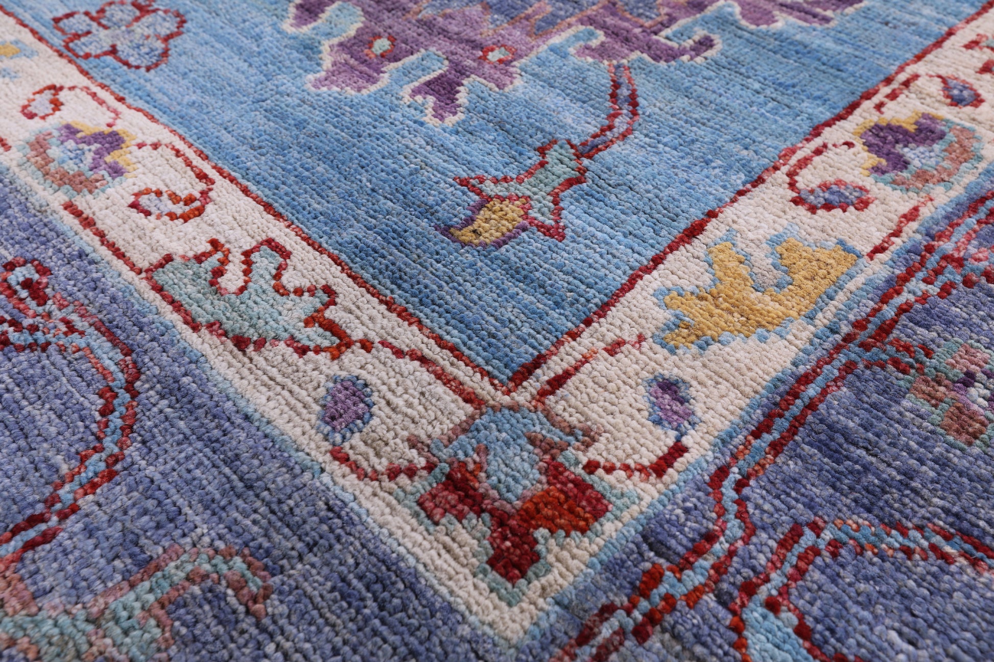 Blue Turkish Oushak Hand Knotted Wool Rug - 8' 11" X 11' 11" - Golden Nile