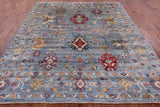 Blue Turkish Oushak Hand Knotted Wool Rug - 8' 3" X 9' 7" - Golden Nile