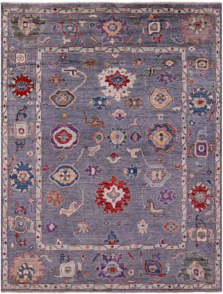 Grey Turkish Oushak Hand Knotted Wool Rug - 7' 10" X 9' 10" - Golden Nile