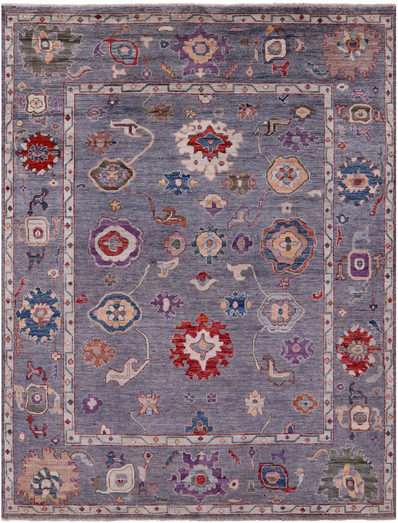 Grey Turkish Oushak Hand Knotted Wool Rug - 7' 10" X 9' 10" - Golden Nile