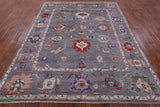 Grey Turkish Oushak Hand Knotted Wool Rug - 7' 10" X 9' 10" - Golden Nile