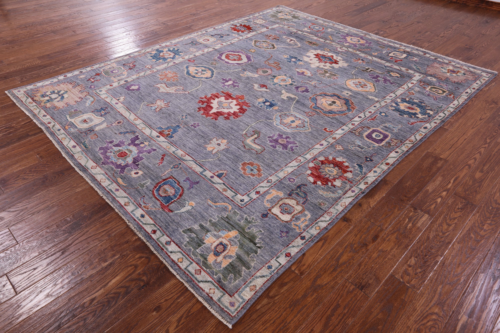 Grey Turkish Oushak Hand Knotted Wool Rug - 7' 10" X 9' 10" - Golden Nile