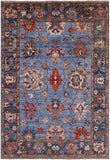 Blue Turkish Oushak Hand Knotted Wool Rug - 5' 11" X 8' 5" - Golden Nile