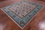 Grey Peshawar Handmade Wool Rug - 8' 1" X 9' 10" - Golden Nile