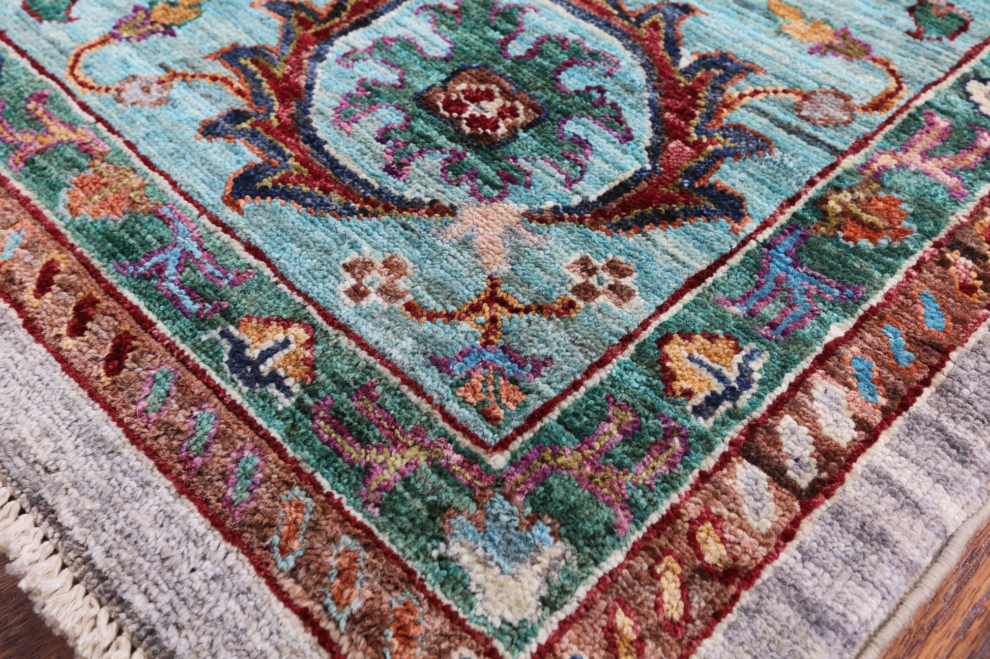 Grey Peshawar Handmade Wool Rug - 8' 1" X 9' 10" - Golden Nile