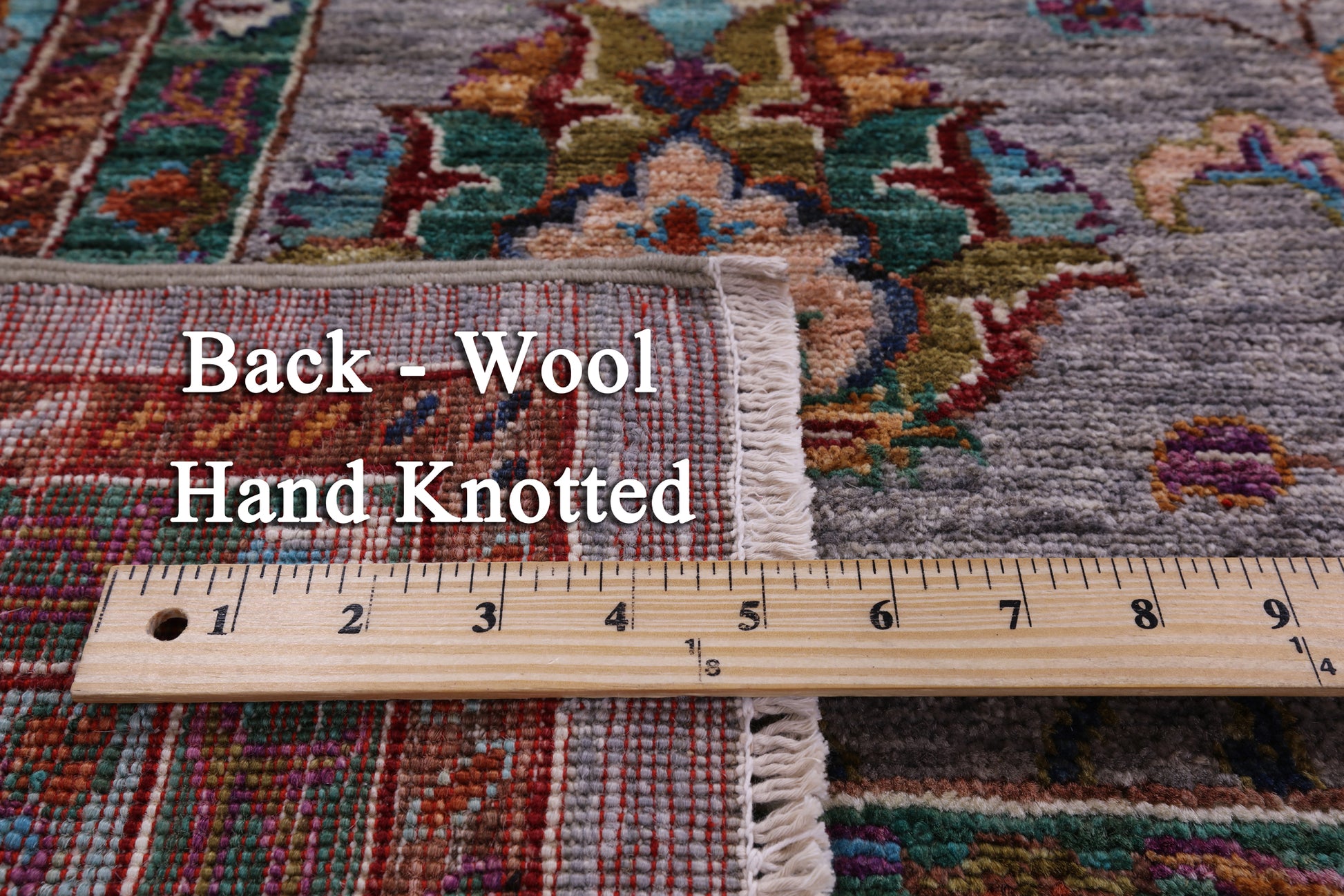 Grey Peshawar Handmade Wool Rug - 8' 1" X 9' 10" - Golden Nile