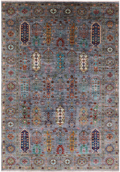 Turkmen Ersari Hand Knotted Wool Rug - 5' 9" X 8' 0" - Golden Nile
