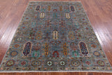 Turkmen Ersari Hand Knotted Wool Rug - 5' 9" X 8' 0" - Golden Nile