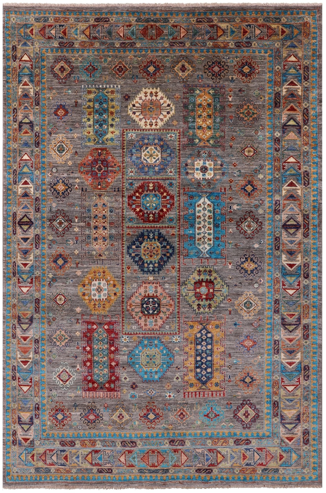 Turkmen Ersari Hand Knotted Wool Rug - 6' 10" X 10' 1" - Golden Nile