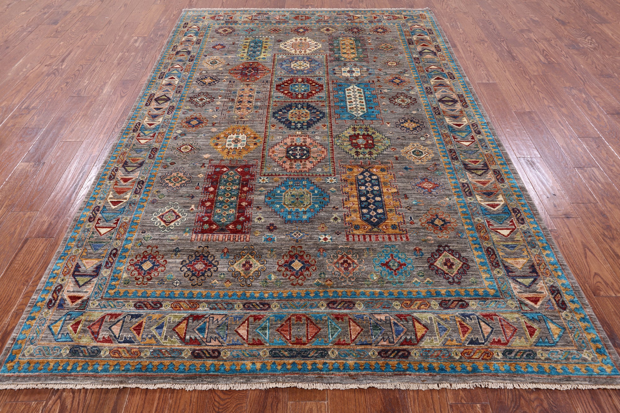 Turkmen Ersari Hand Knotted Wool Rug - 6' 10" X 10' 1" - Golden Nile