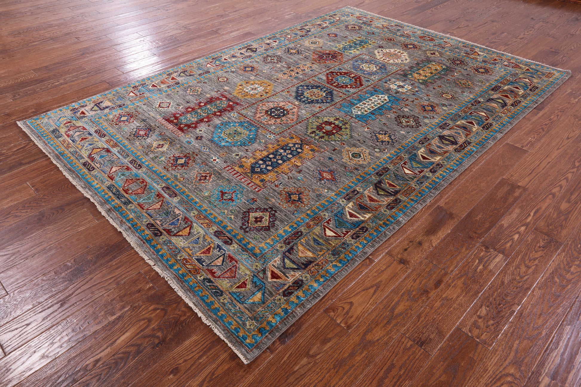 Turkmen Ersari Hand Knotted Wool Rug - 6' 10" X 10' 1" - Golden Nile