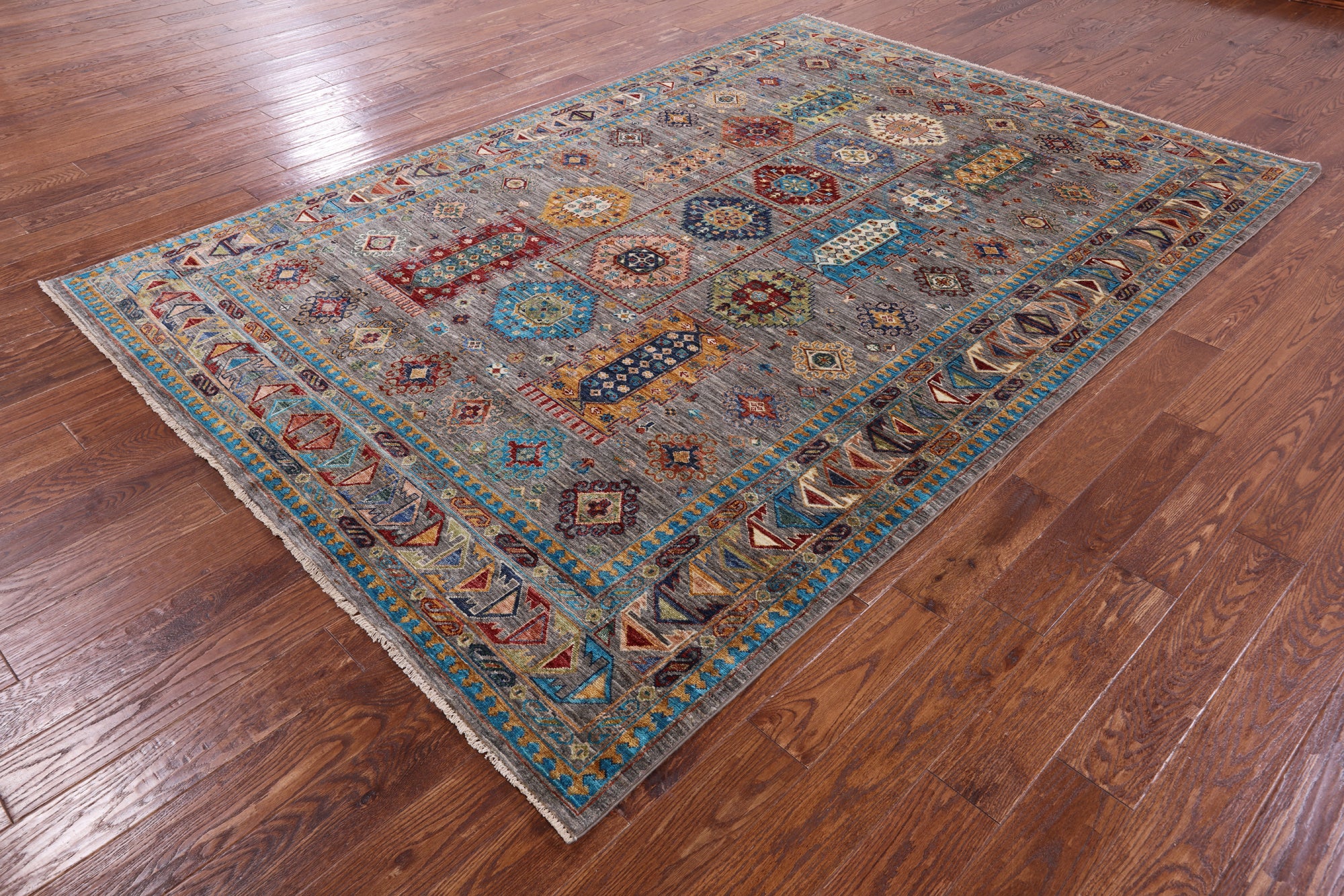Turkmen Ersari Hand Knotted Wool Rug - 6' 10" X 10' 1" - Golden Nile
