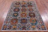 Grey Turkmen Ersari Hand Knotted Wool Rug - 4' 11" X 6' 8" - Golden Nile