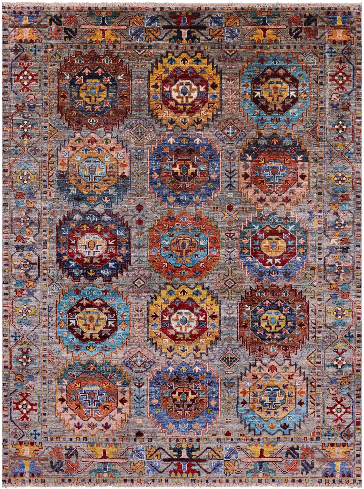 Turkmen Ersari Handmade Wool Rug - 5' 1" X 6' 9" - Golden Nile
