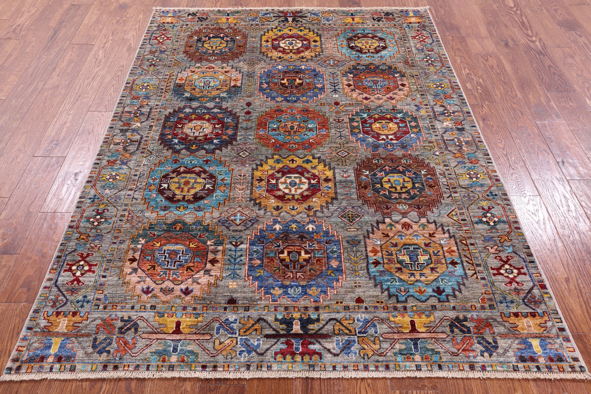 Turkmen Ersari Handmade Wool Rug - 5' 1" X 6' 9" - Golden Nile